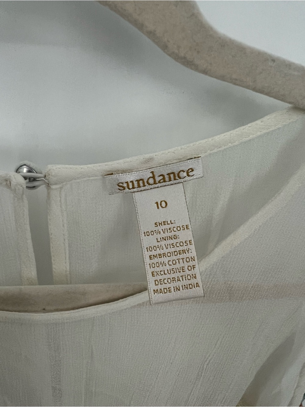 Sundance Cream Embroidered Midi Dress with Ribbon Tie - Picture 10 of 16